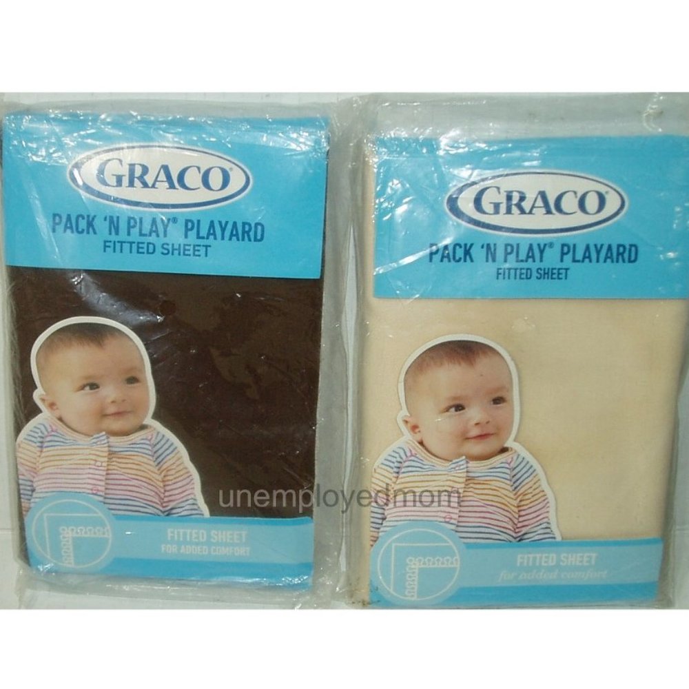 Brown & Cream Pack N Play Playard Fitted Sheet 39" x 27" Lot of 2 Boys Girls